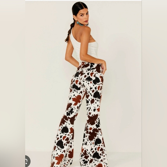 No Brand Tag Denim - Cow Print Flare /Bell Bottom Jeans